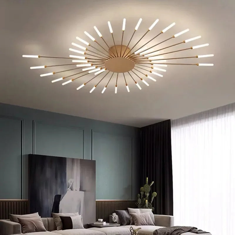 Newest Ceiling Lights LED Nordic Bedroom Living Room Fireworks Lights Ceiling Chandelier Black Indoor Lighting Kitchen 220V