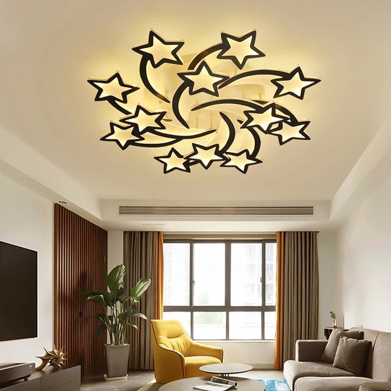 Brightness Dimmable Led Ceiling Light Living Bedroom Modern Stars Shape Study Kitchen Ceiling Lamps Indoor Decoration Chandelier