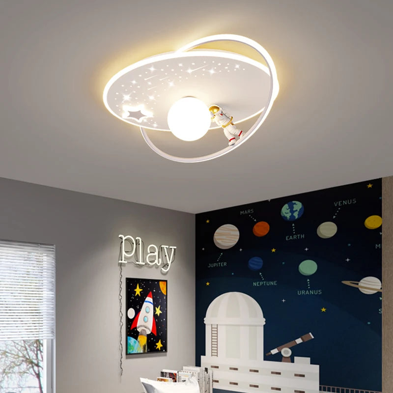 Modern LED Chandelier Lamps for Nursery Children Room Boy Ceiling Pendant Lights Remote Control Study Bedroom Indoor Lighting