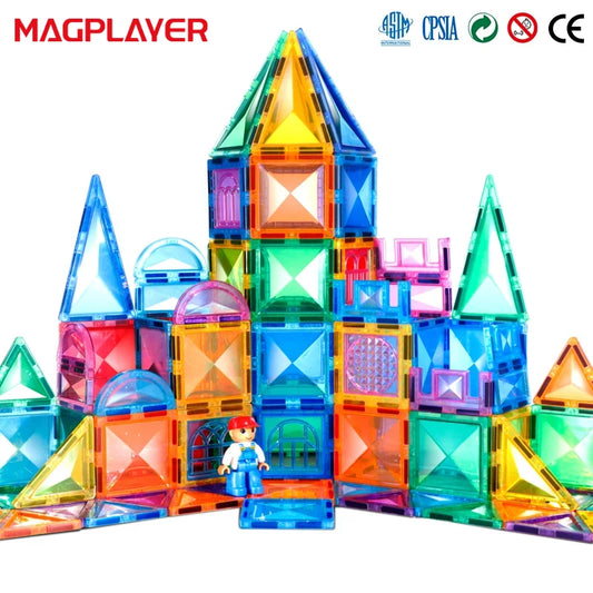 Magnetic Building Blocks Children DIY Construction Sets Star Diamond Magnetic Tiles Montessori Educational Toys for Kids Gift