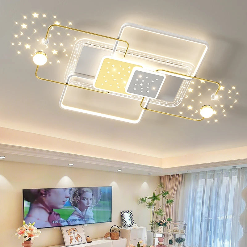 Creative Star Shade Ceiling Chandelier Living Room Modern Luxury Led Ceiling Lamp Bedroom Resturant Kitchen Light Fixture Indoor