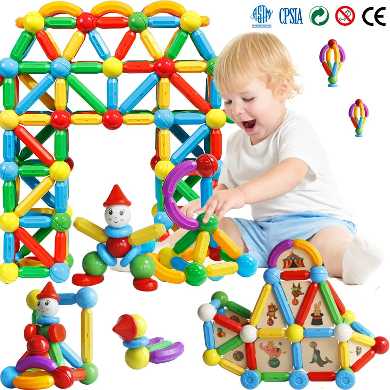 Magplayer Magnetic Building Blocks Game Toy Magnets Construction Set Magnetic Sticks Rod Montessori Educational Toy For Children