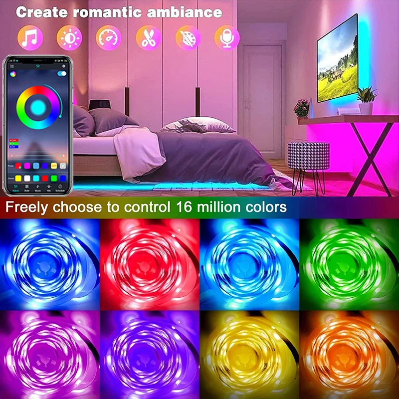 LED Strip Light WIFI Bluetooth Control 5050 RGB Led Lights Flexible Ribbon Luces Led  TV BackLight Room Decoration