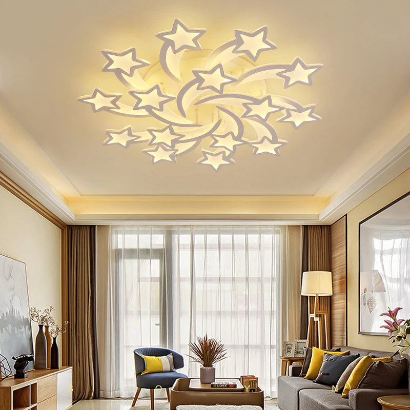 Brightness Dimmable Led Ceiling Light Living Bedroom Modern Stars Shape Study Kitchen Ceiling Lamps Indoor Decoration Chandelier