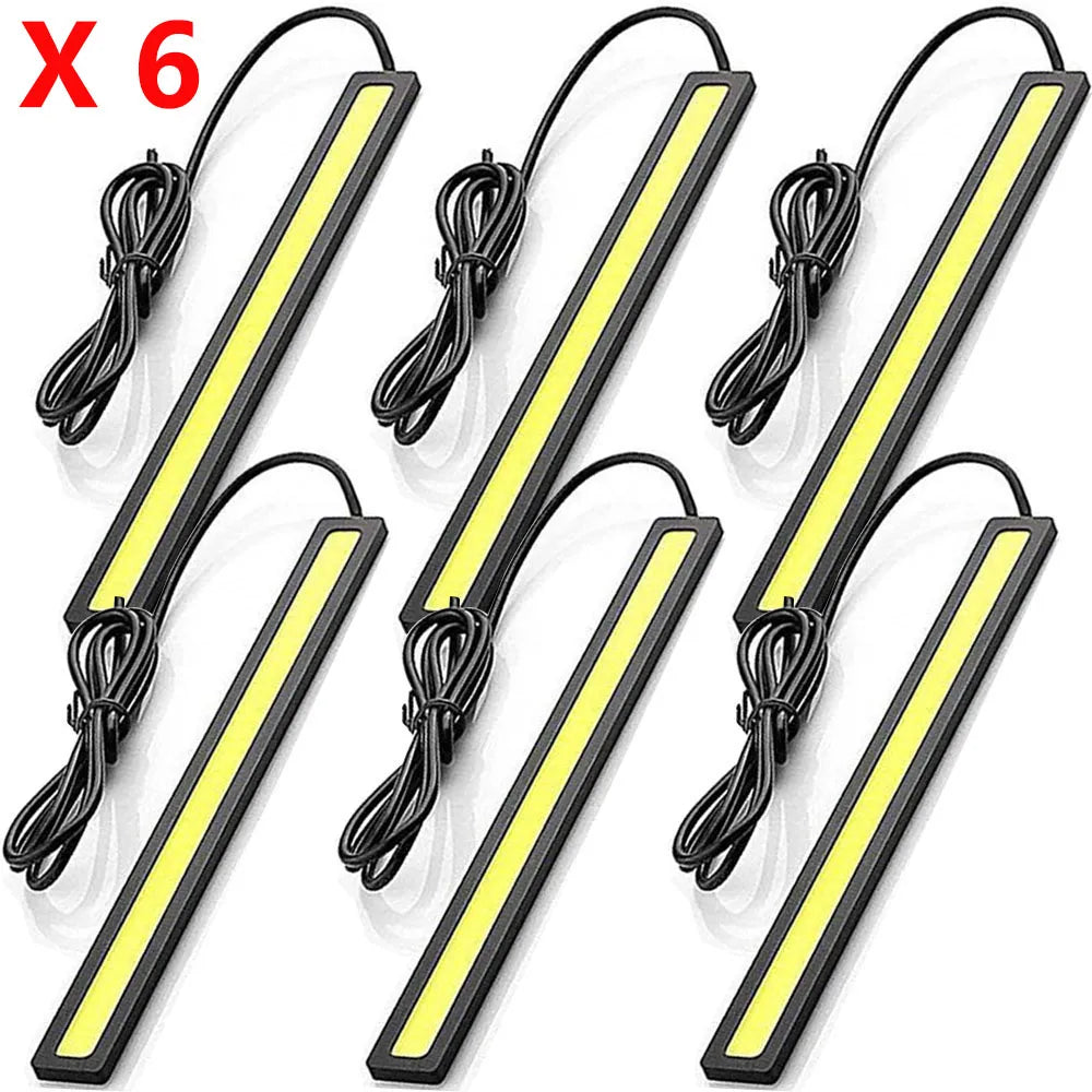 6 pieces Super Bright 17cm LED COB Fog Daytime Running Light Waterproof 12V 6500K Car Light Auto Interior Styling Bar Lamp