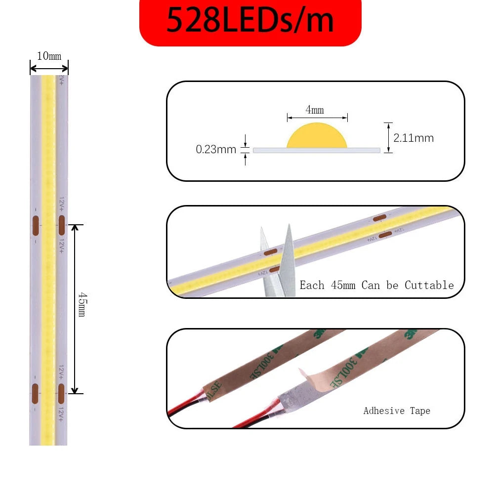 LED Strip Light High Density Linear Lighting 480/528Leds/m Flexible Tape Warm Natural White Red Blue Green Decor