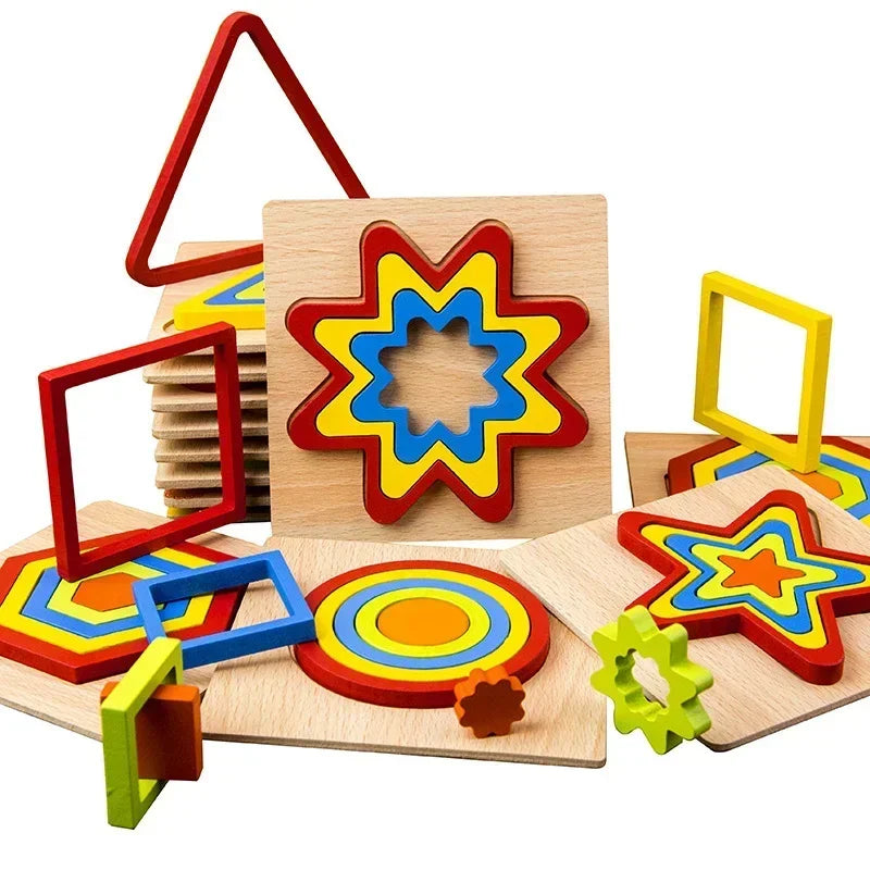 Montessori Shape Sorting Puzzle for Toddlers Baby Infant Preschool Wooden Sensory Stem Educational Learning Toys for Kids Gifts