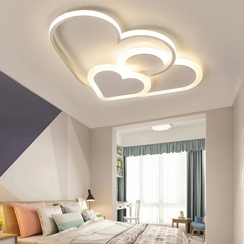 Led Ceiling Lamp For Children's Girls Room Bedroom Study Cloud Ceiling Light Heart Shape Pink Child Kid Star Chandelier Lighting