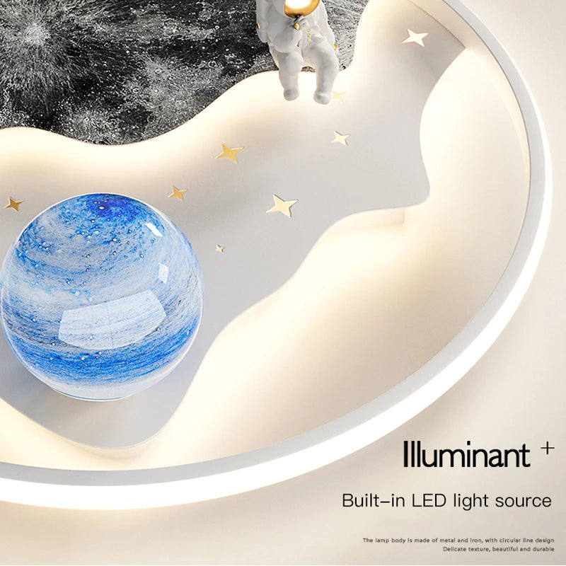 2023 Moon Astronaut Ceiling Lights For Children's Room Modern Led Kids Ceiling Lamp Study Bedroom Remote Control Home Lighting