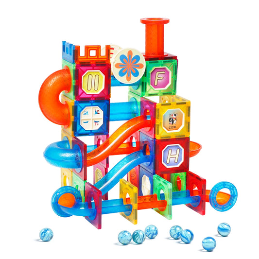 Magplayer Magnetic Tiles Color Window Magnet Building Block Educational STEM Toys Balls Track Marble Run Toy for Children Gifts