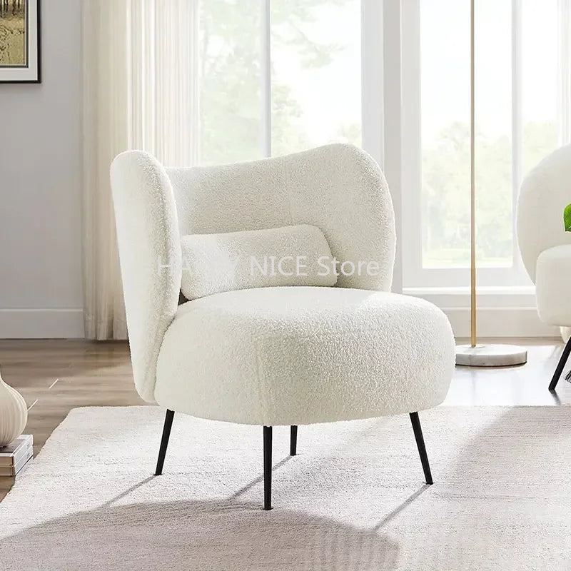 INS Lamb Wool Single Sofa Lounge Living Room Chair Ergonomic Modern Relax Armchair Salon Luxury Waiting Reception Chair LQQ30YH