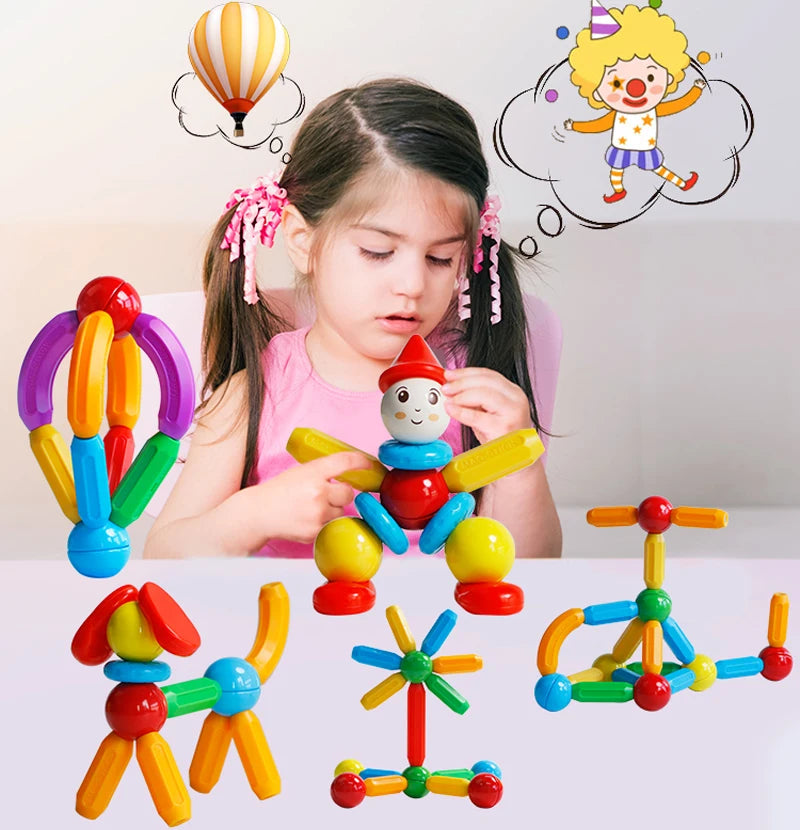 Magnets Construction Building Blocks Set Children Game Toy Magnetic Sticks Rods Balls Montessori Educational Toys For Kids Gift