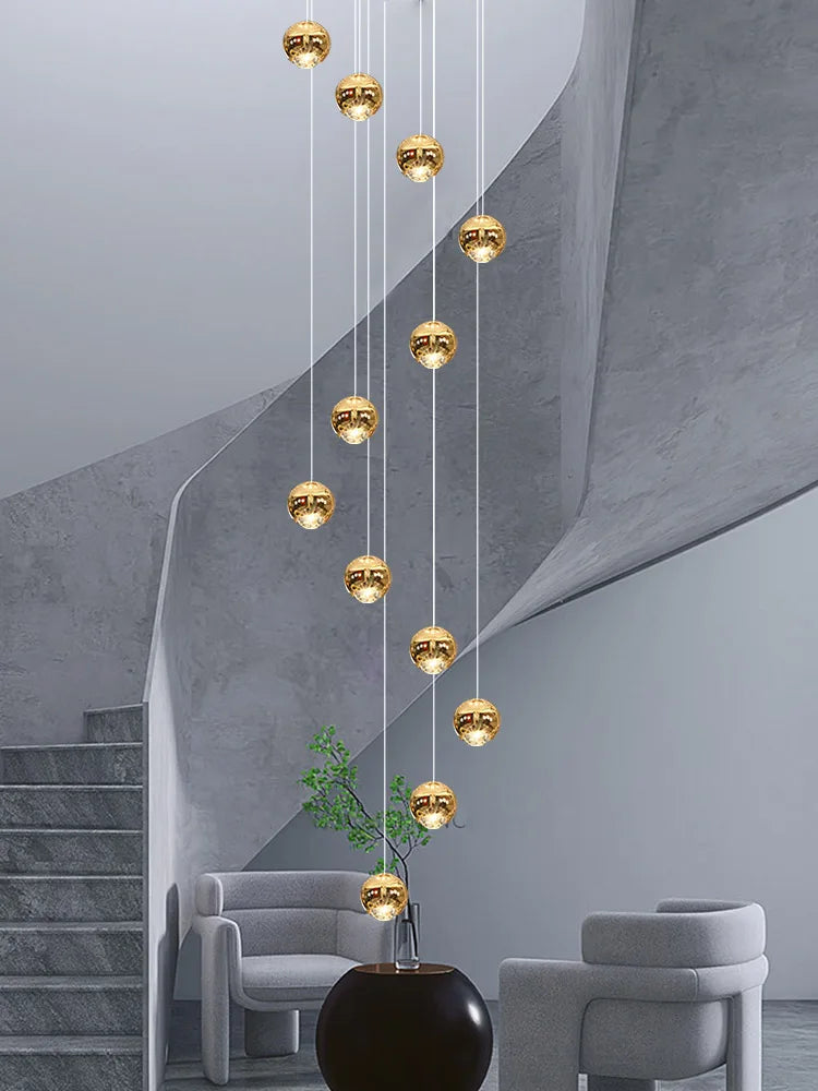 Nordic Minimalist Staircase Lighting Chandelier Living Room Suspended Ceiling Lamp Loft Lighting Circular Staircase Chandelier