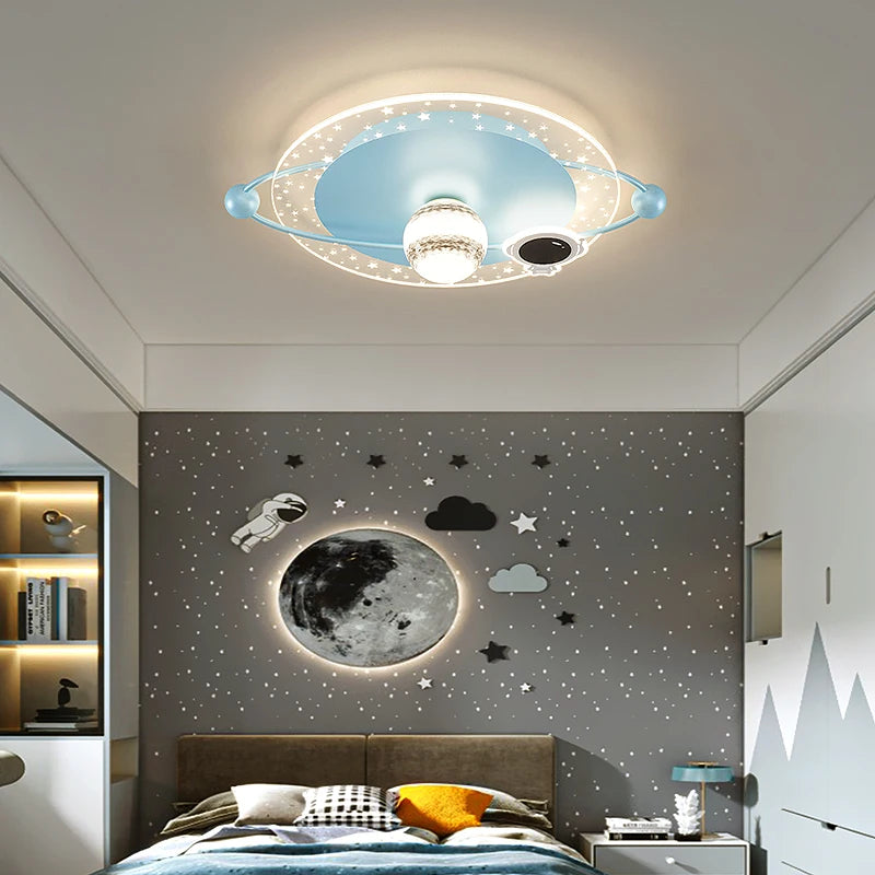 Nordic Children's Ceiling Lights Bedroom Creative Planet Led Chandeliers Home Decor Cartoon Astronaut Living Room Lamps Fixture