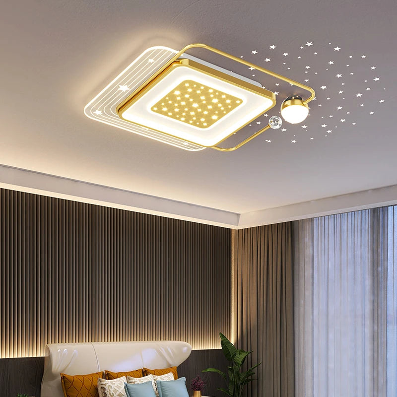 Nordic Stars Shade Ceiling Chandeliers Living Room Hall Room Decor Modern Acrylic Led Ceiling Light Study Bedroom Kitchen Lamps