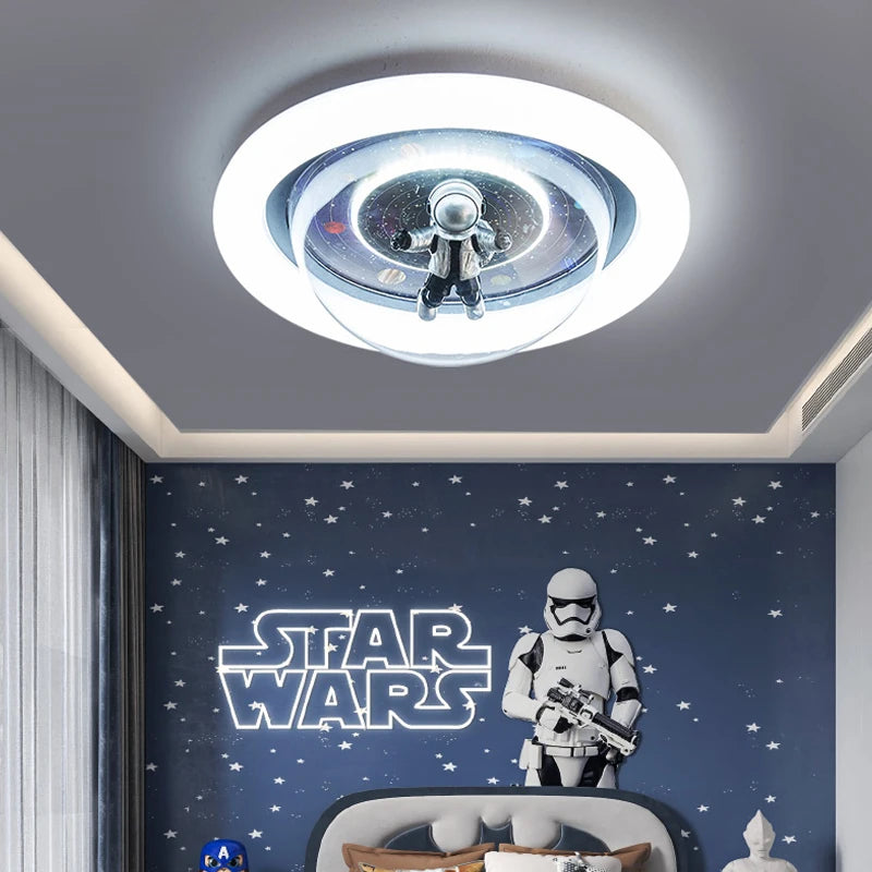 Led Ceiling Lamps Children Bedroom Modern Astronaut Pink Blue Living Study Room Lights Home Decor Girls Boys Ceiling Chandeliers