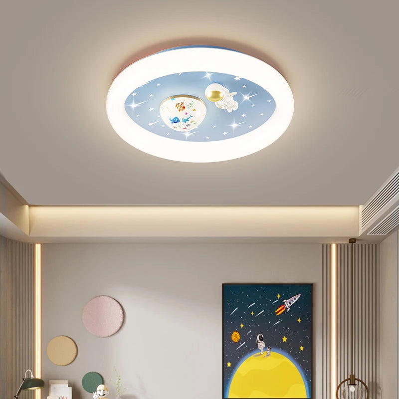 New Modern Led Chandeliers Lamps For Home Children room Study Bedroom Baby Cartoon Blue Clouds Astronaut Ceiling Lights Fixture