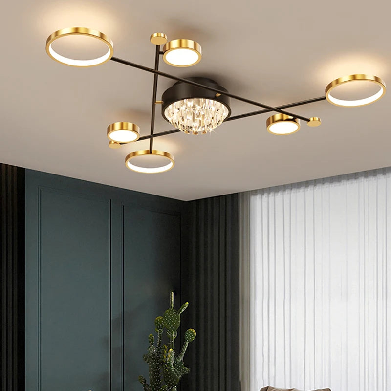 Modern Living Room Chandelier Led Crystal Lights For Bedroom Hall Kitchen Children's Home Decor Gold Black Nordic Ceiling Lamps