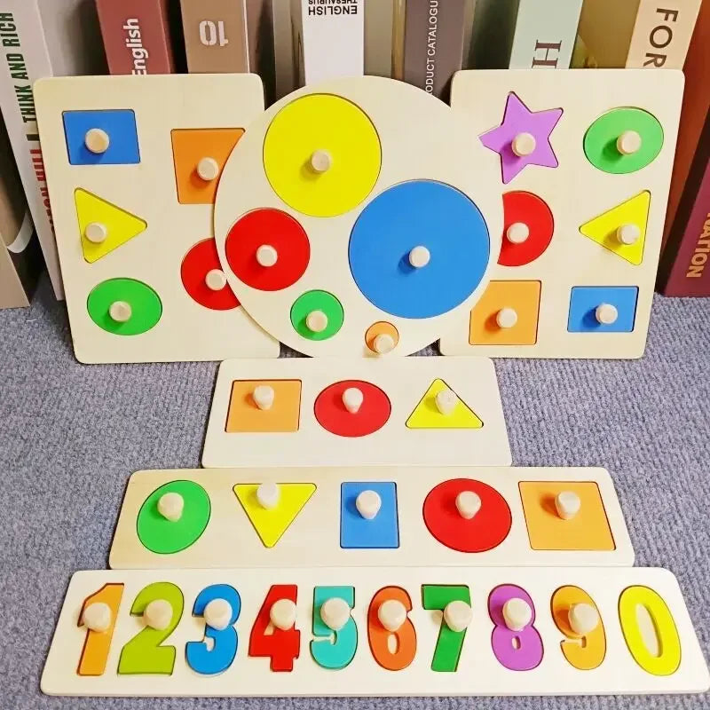 Children Wooden Puzzle Montessori Toys for Baby 1 2 3 Years Old Kids Alphabet Number Shape Matching Early Educational Games Toys