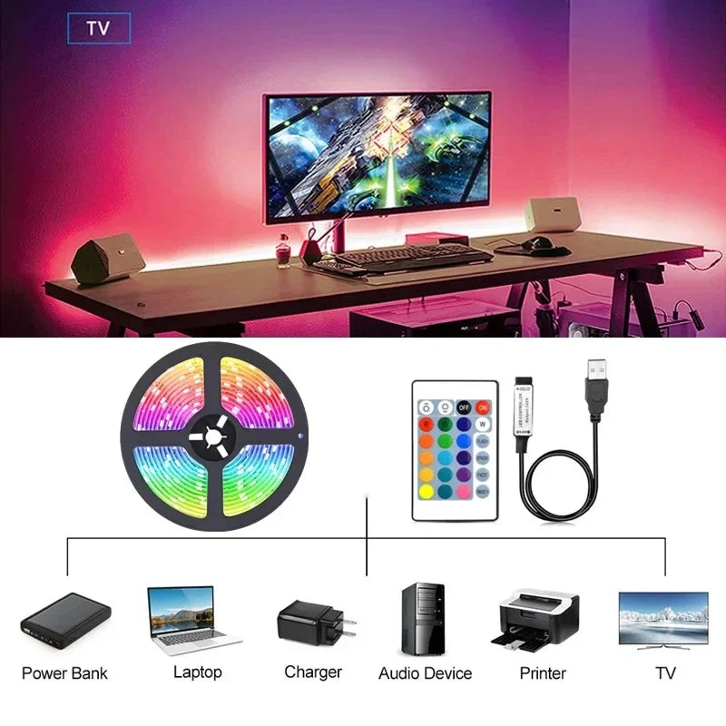 LED Strip Light WIFI Bluetooth Control 5050 RGB Led Lights Flexible Ribbon Luces Led  TV BackLight Room Decoration