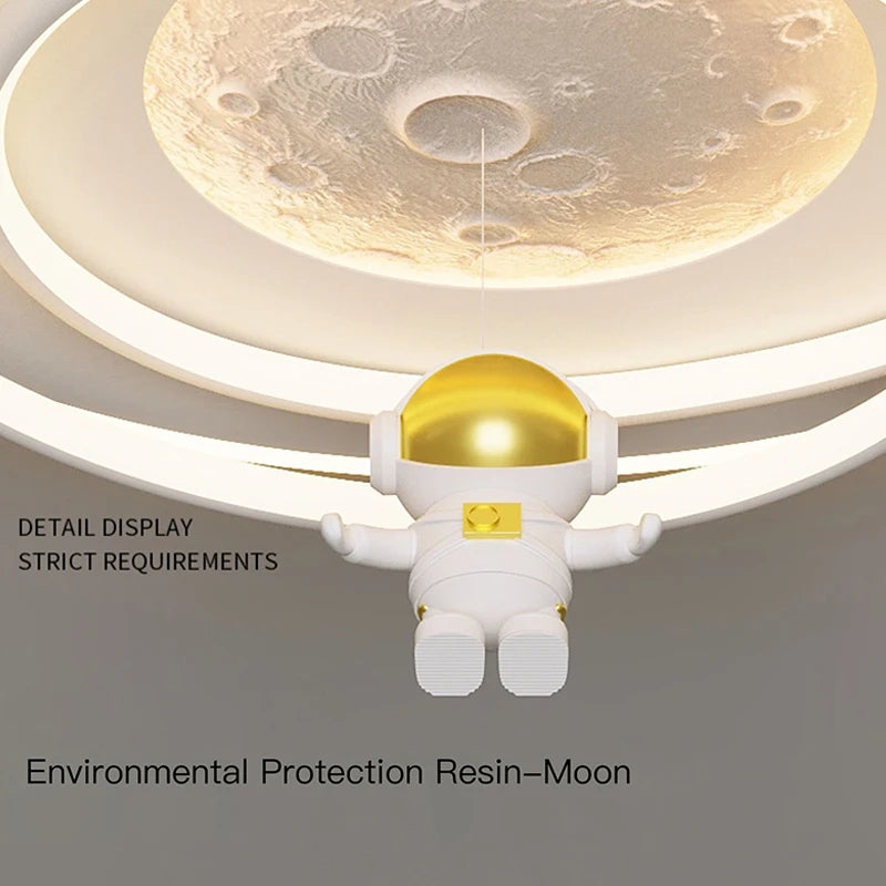 Astronaut Ceiling Lamp Light Children's Bedroom Modern Led Lighting Boys Girls Study Room Home Lustre Eye Protection Chandeliers