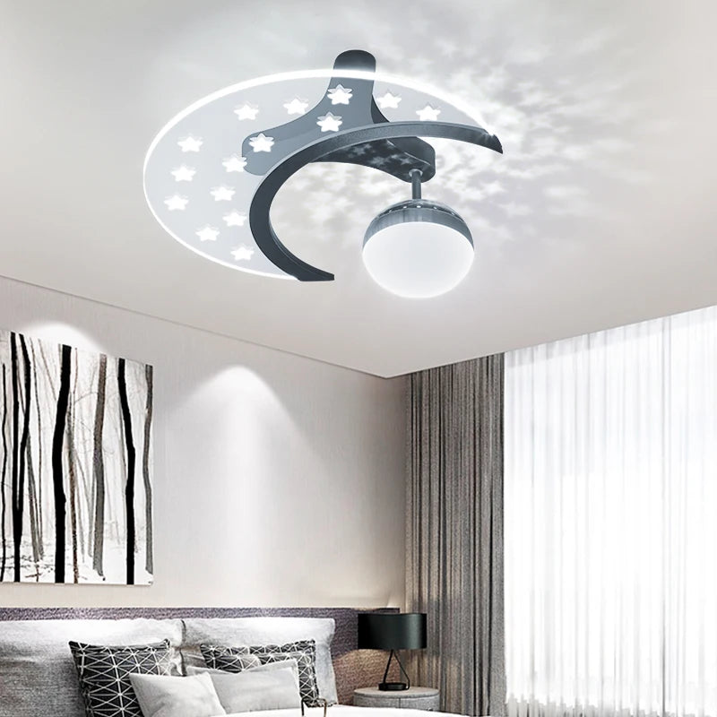 new Style Bedroom Ceiling Lights Stars Shadows Lamp Children's Room Moon Chandeliers Kitchen Dining Table Astronaut Study Lamps