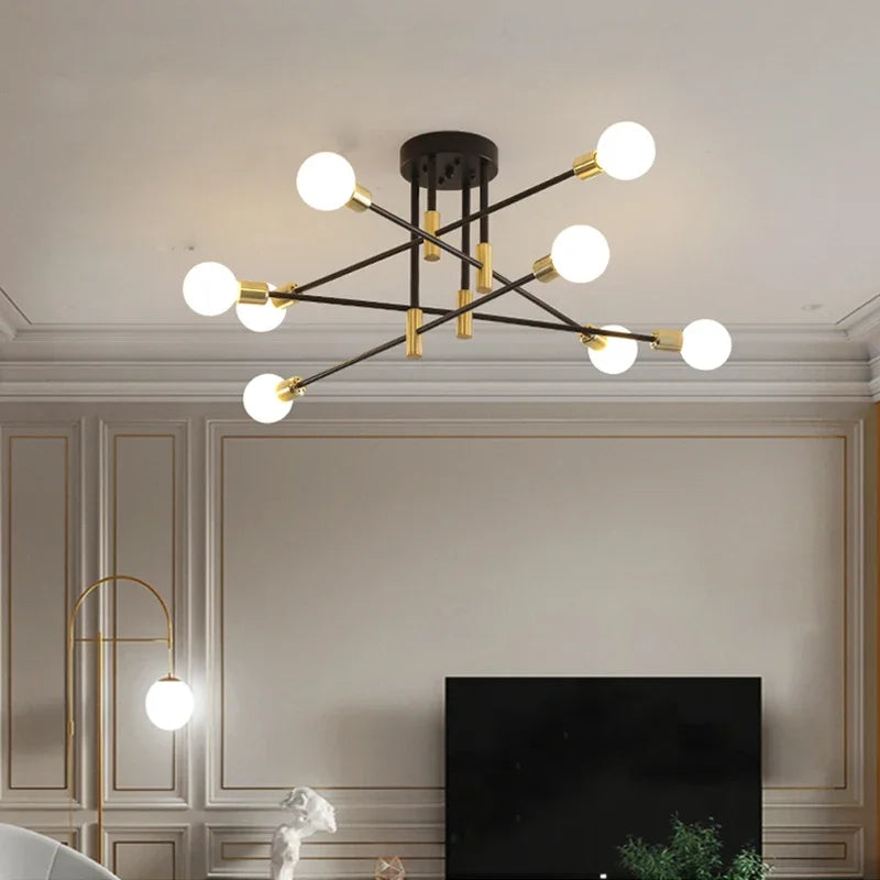 Modern Creative Chandelier LED Lighting Romantic Minimalist Black White Golden Bedroom Living  Dining Room Ceiling Decor Lamp