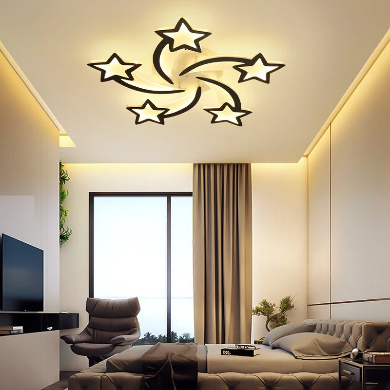 Brightness Dimmable Led Ceiling Light Living Bedroom Modern Stars Shape Study Kitchen Ceiling Lamps Indoor Decoration Chandelier