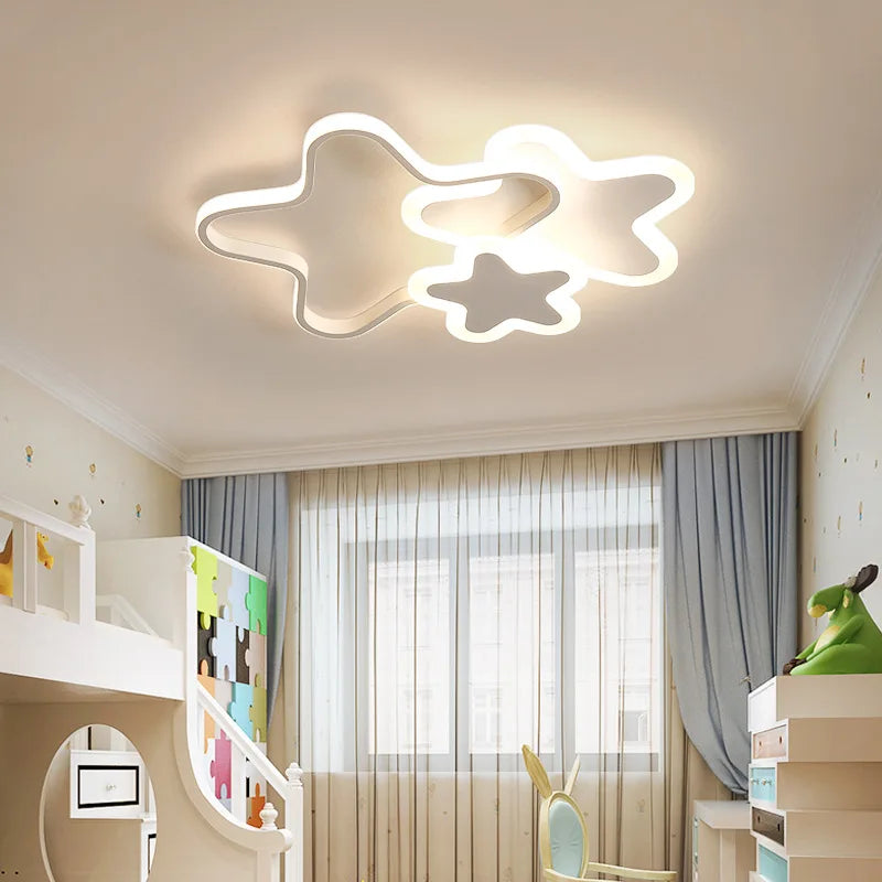 Led Ceiling Lamp For Children's Girls Room Bedroom Study Cloud Ceiling Light Heart Shape Pink Child Kid Star Chandelier Lighting