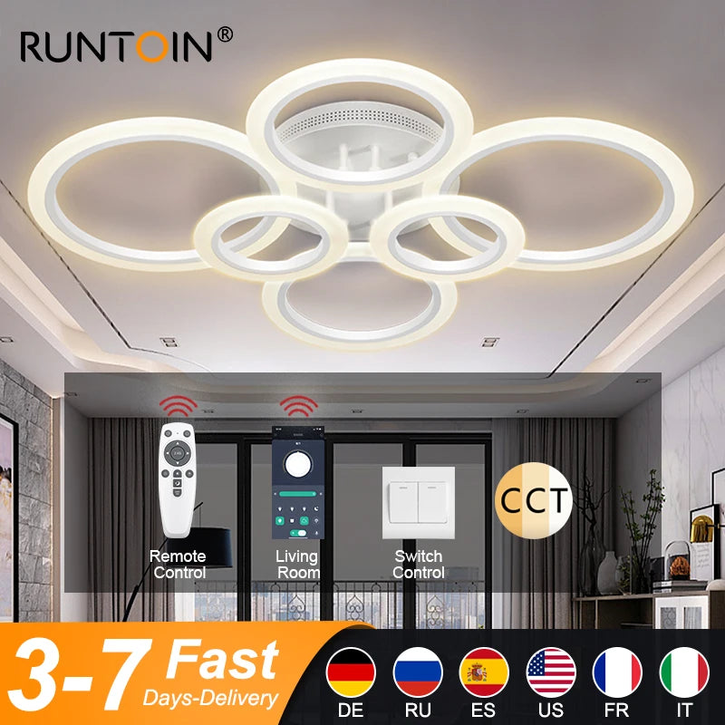 Modern Smart LED Ceiling Lights Indoor Lighting Lamp Mobile APP/ Remote Control Stepless Dimming For Living Room Bedroom Kitchen