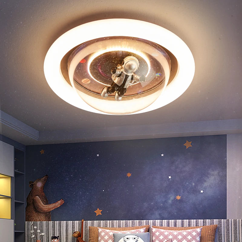 Led Ceiling Lamps Children Bedroom Modern Astronaut Pink Blue Living Study Room Lights Home Decor Girls Boys Ceiling Chandeliers