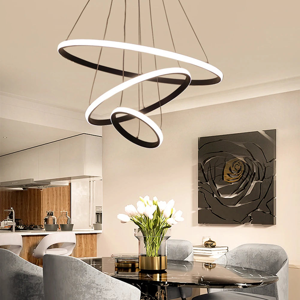 Nordic Luxury Hanging Light Adjustable LED Pendant Chandelier High Brightness for Living Room Dining Room Bedroom Decor Ornament