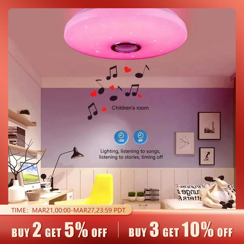 Modern Ceiling Lamps RGB Dimming Home Lighting APP Bluetooth Music Light 42W 60W Smart Ceiling Lights With Remote Control AC220V