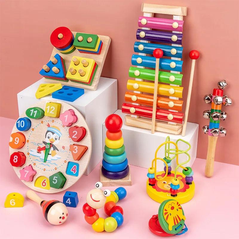 Montessori Baby Toys Kids 3D Wooden Puzzles Early Learning Baby Games Toys Educational Wooden Toys For Children 1 2 3 Years