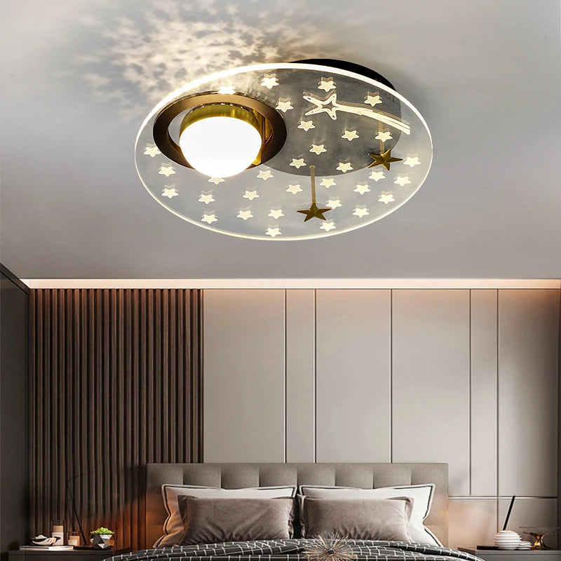 new Style Bedroom Ceiling Lights Stars Shadows Lamp Children's Room Moon Chandeliers Kitchen Dining Table Astronaut Study Lamps