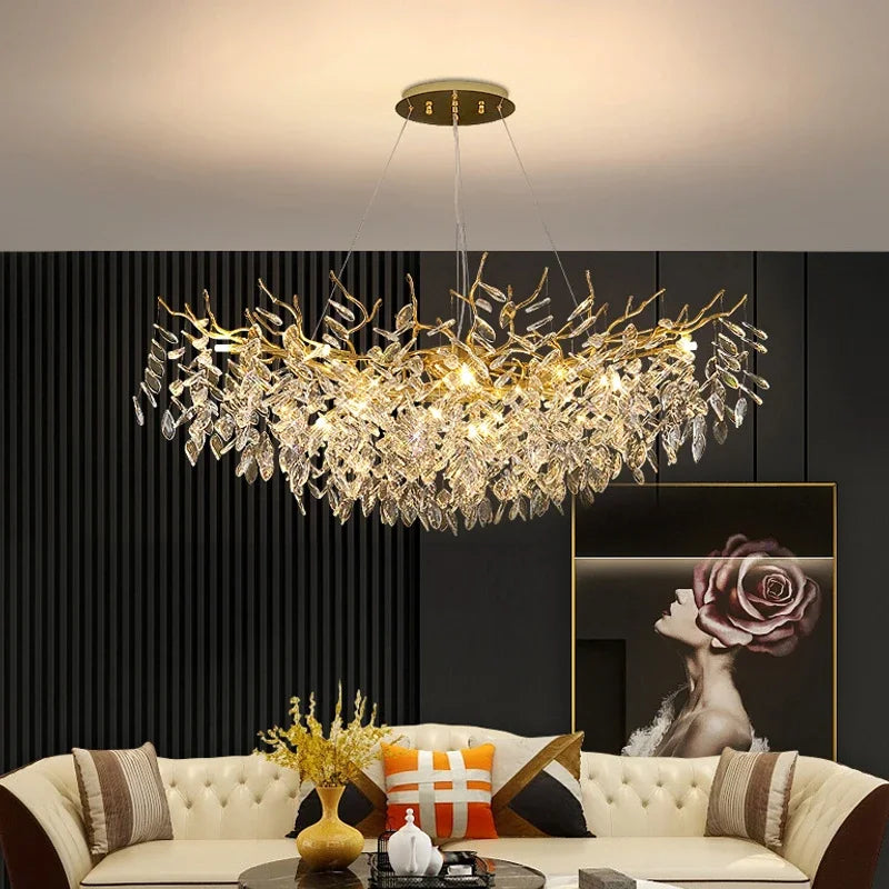 Luxury Modern Ceiling Chandelier Interior Decoration Villa Dining Living Room Crystal Pendant Lamp Home LED Lighting Fixtures