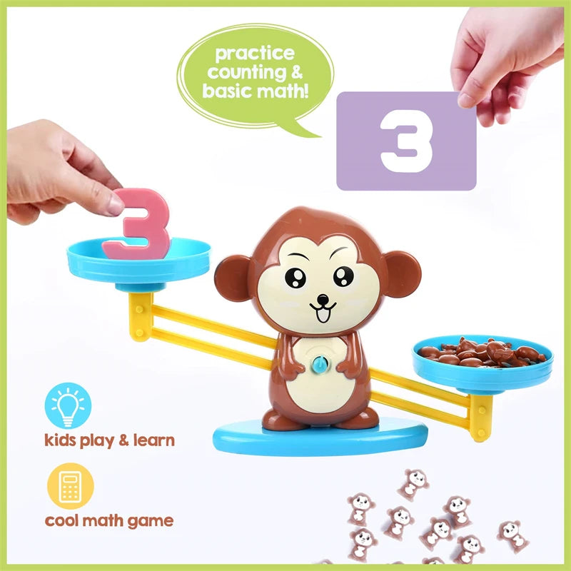 Monkey Balance Scale Montessori Toys for Kids Children Learning Counting Number Cool Math Game Baby Development Educational Toys