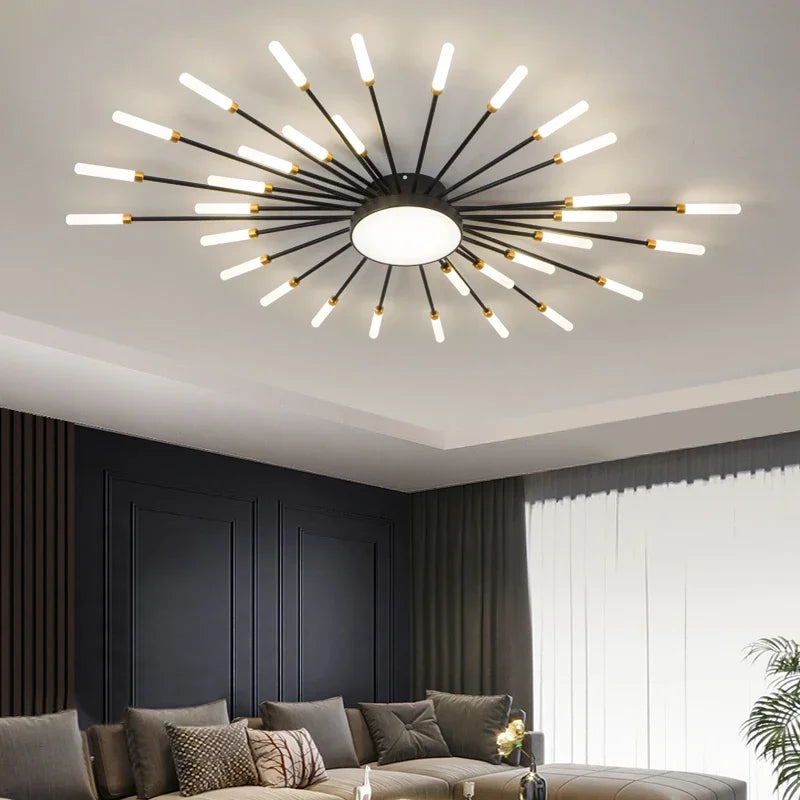 Newest Ceiling Lights LED Nordic Bedroom Living Room Fireworks Lights Ceiling Chandelier Black Indoor Lighting Kitchen 220V