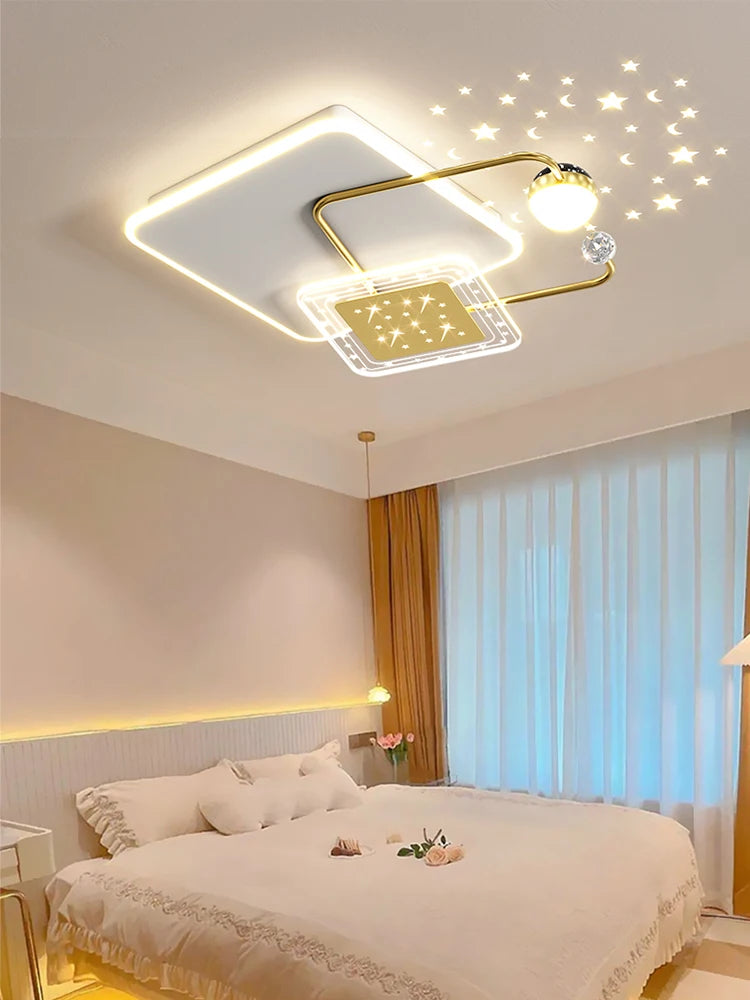 Nordic Led Ceiling Chandelier Bedroom Living Room Creative  Stars Shadows Lamps Kitchen Study Room Interior Decor Fixture Decor