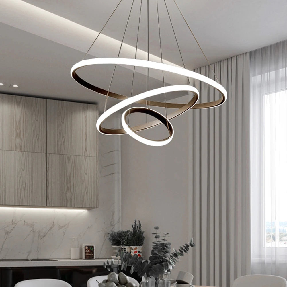 Nordic Luxury Hanging Light Adjustable LED Pendant Chandelier High Brightness for Living Room Dining Room Bedroom Decor Ornament