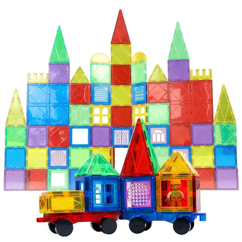 120PCS Big Size Magnetic Building Blocks Tiles Set Child Large Magnet Constructor Game Montessori Educational Toys For Kids Gift