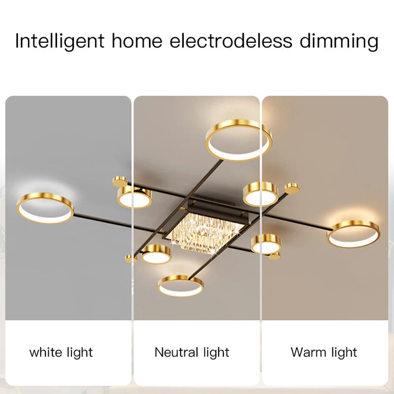 Modern Living Room Chandelier Led Crystal Lights For Bedroom Hall Kitchen Children's Home Decor Gold Black Nordic Ceiling Lamps