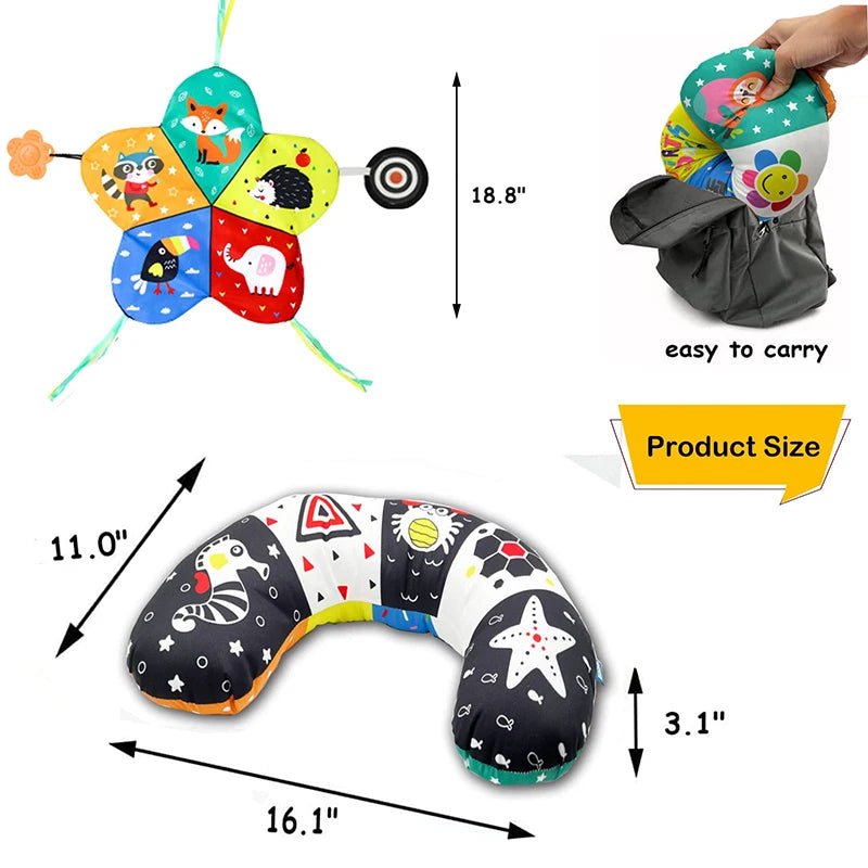 Baby Tummy Time Pillow Toys Black White High Contrast Baby Toys Montessori Toys for Babies Newborn Infants 0-6 6-12 12-18 Months