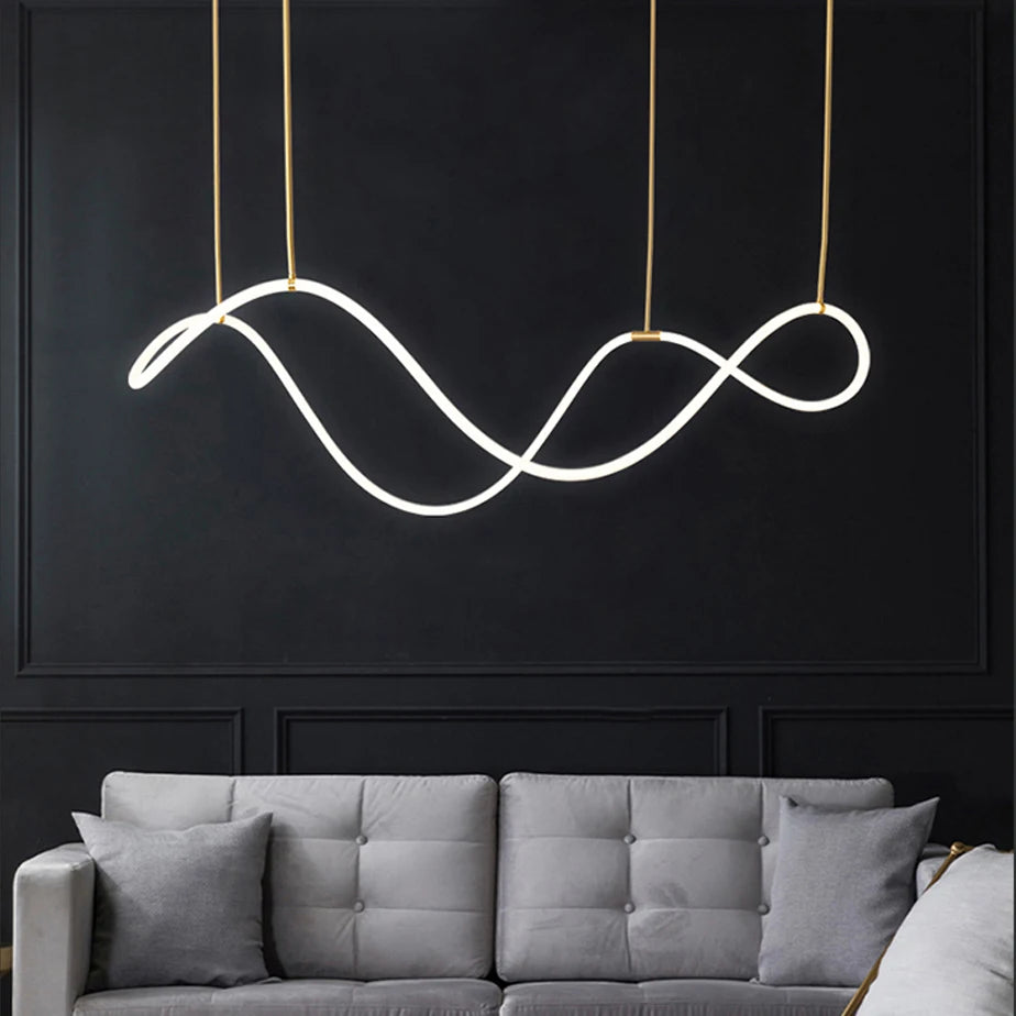 Nordic Led Long Hose Chandelier for Table Dining Room Kitchen Bar Minimalist Pendant Lamp Home Decor Lighting Lusters Luminaires