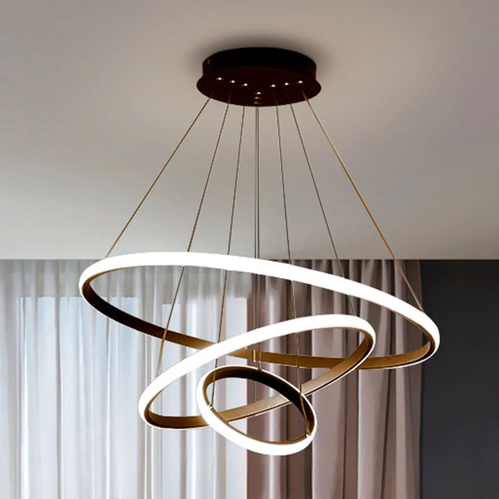 Nordic Luxury Hanging Light Adjustable LED Pendant Chandelier High Brightness Ceiling Lamp for Living Room Bedroom Decoration