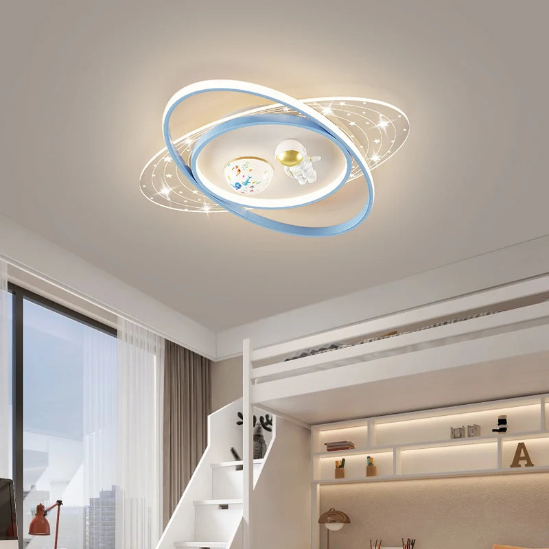 New Modern Led Chandeliers Lamps For Home Children room Study Bedroom Baby Cartoon Blue Clouds Astronaut Ceiling Lights Fixture