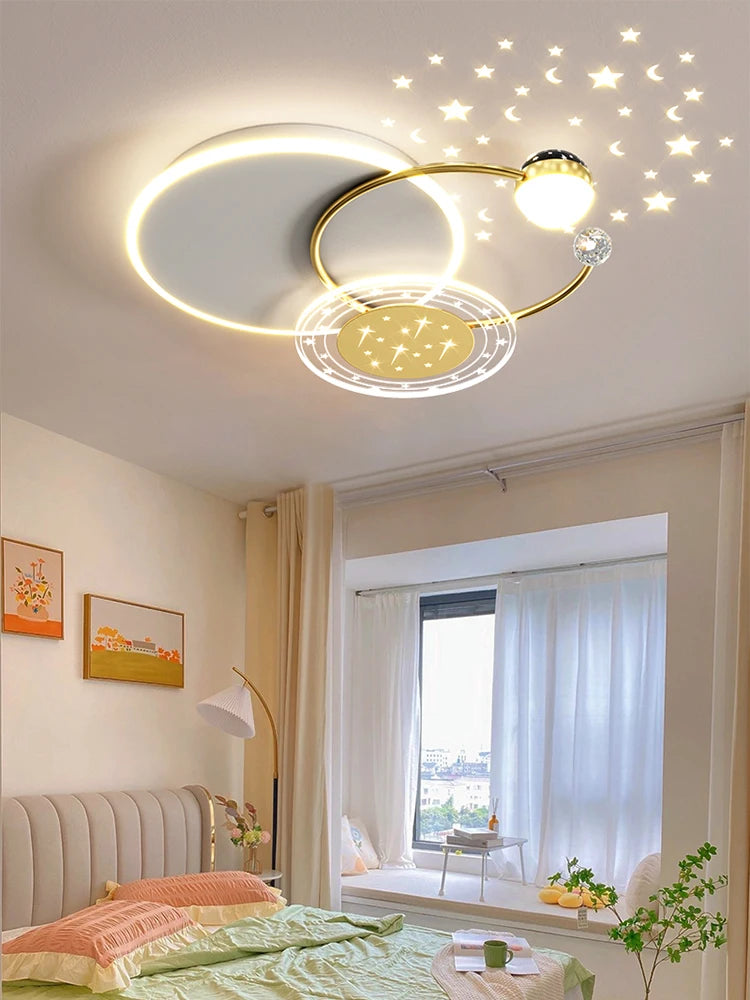 Nordic Led Ceiling Chandelier Bedroom Living Room Creative  Stars Shadows Lamps Kitchen Study Room Interior Decor Fixture Decor