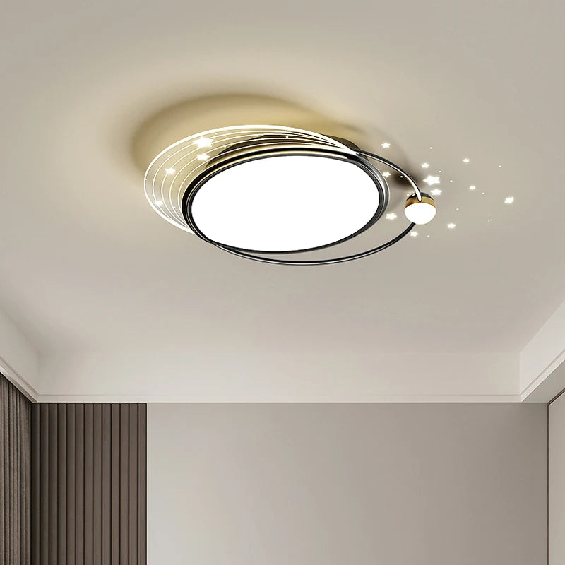 New Modern Led Ceiling Lamps For Room Kitchen Black Acrylic Luxury Round Chandeliers Remote Control Study Bedroom Ceiling Lights