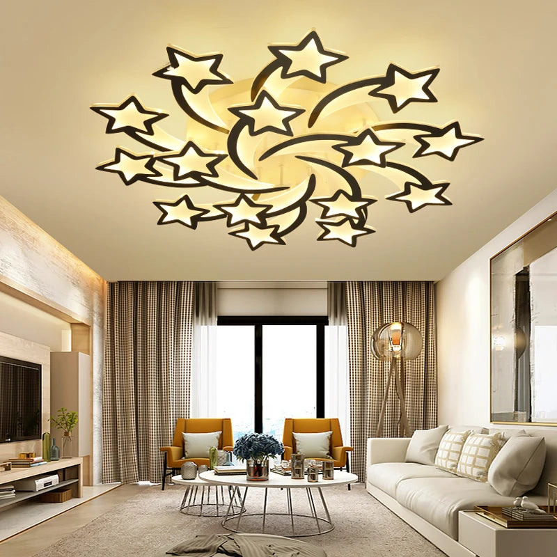 Brightness Dimmable Led Ceiling Light Living Bedroom Modern Stars Shape Study Kitchen Ceiling Lamps Indoor Decoration Chandelier