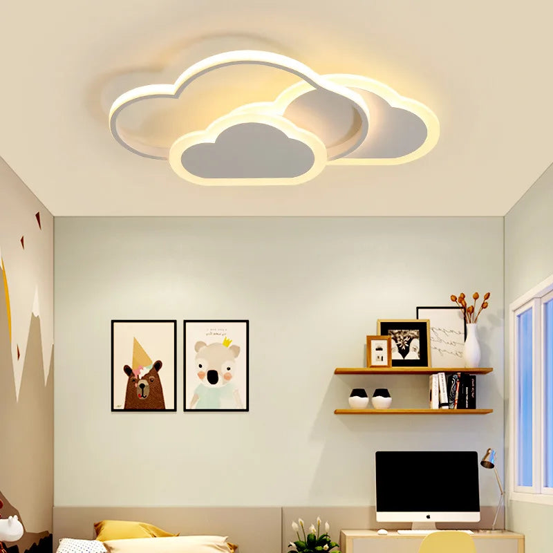 Led Ceiling Lamp For Children's Girls Room Bedroom Study Cloud Ceiling Light Heart Shape Pink Child Kid Star Chandelier Lighting